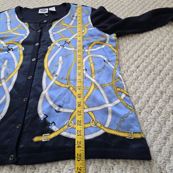 DG² by Diane Gilman Silk Blend Equestrian Print Cardigan Large - Picture 6 of 7